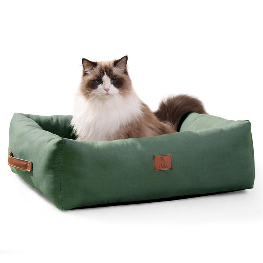 Looyn 20In Dog Bed for Small Dogs & Cats - Washable Rectangle Cat Kitten Bed for Indoor Pets, Cozy Cute Puppy Bed with Non-Slip Bottom(Green, Small)