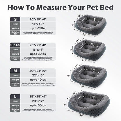 INVENHO Small Dog Bed for Small Dogs, Cat Beds for Indoor Cats Washable, Orthopedic Dog Bed, Warming Soft Calming Sleeping Puppy Bed Durable Pet Bed with Anti-Slip Bottom S(20"x19"x6")