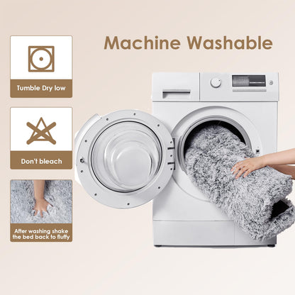 EHEYCIGA Fluffy Dog Crate Bed for Medium Dogs, Plush Faux Fur Crate Pad, Calming Anti Anxiety Medium Dog Bed, Washable Soft Warm Crate Mat with Non-Slip Bottom