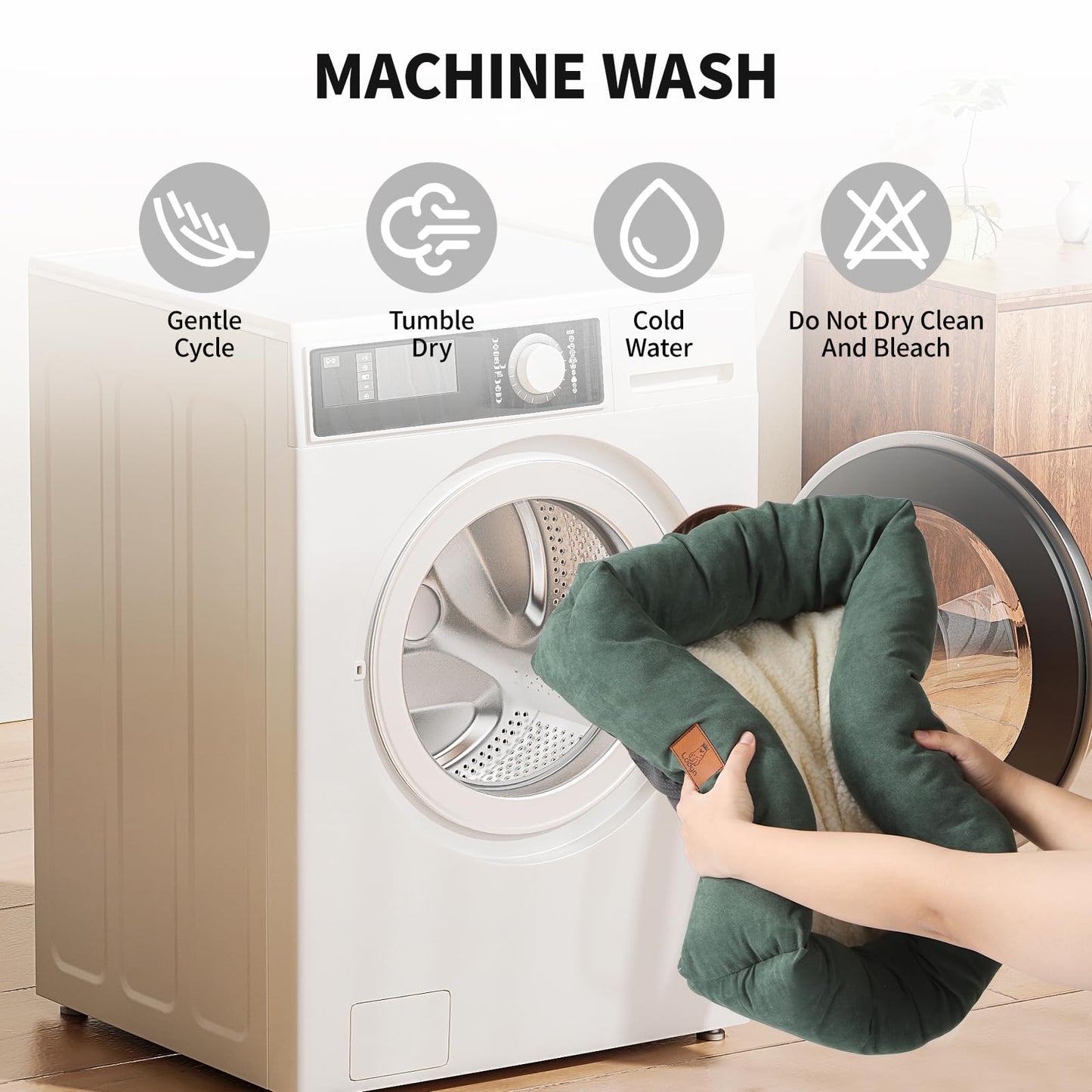 Looyn 20In Dog Bed for Small Dogs & Cats - Washable Rectangle Cat Kitten Bed for Indoor Pets, Cozy Cute Puppy Bed with Non-Slip Bottom(Green, Small)