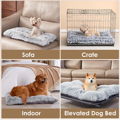 EHEYCIGA Fluffy Dog Crate Bed for Medium Dogs, Plush Faux Fur Crate Pad, Calming Anti Anxiety Medium Dog Bed, Washable Soft Warm Crate Mat with Non-Slip Bottom