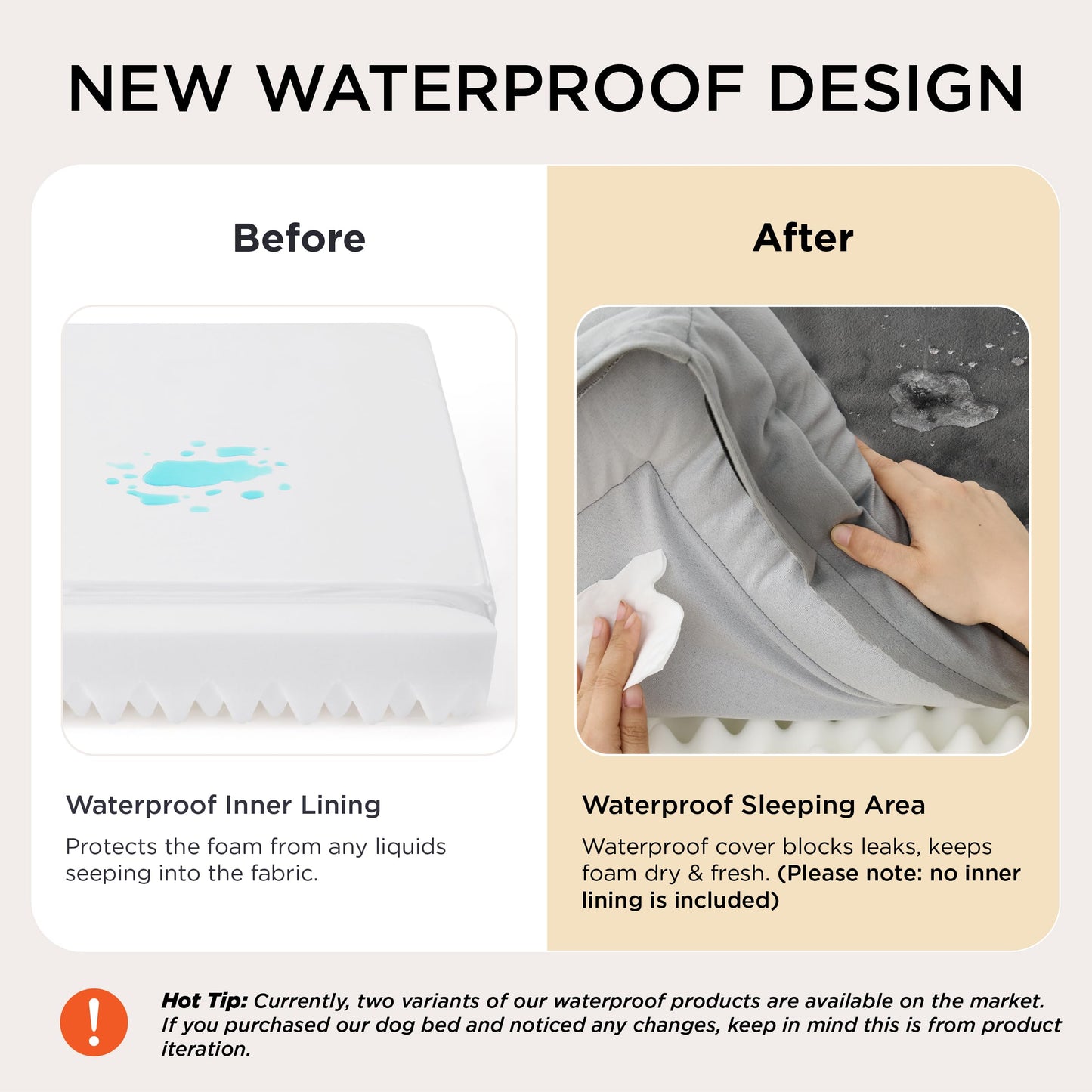 Bedsure Orthopedic Dog Bed Medium Size Dogs - Washable Small Medium Dog Cat Bed Waterproof, Comfort Cats Couch Sofa with Washable Removable Cover, Pets Bed with Nonskid Bottom, Grey, 28"