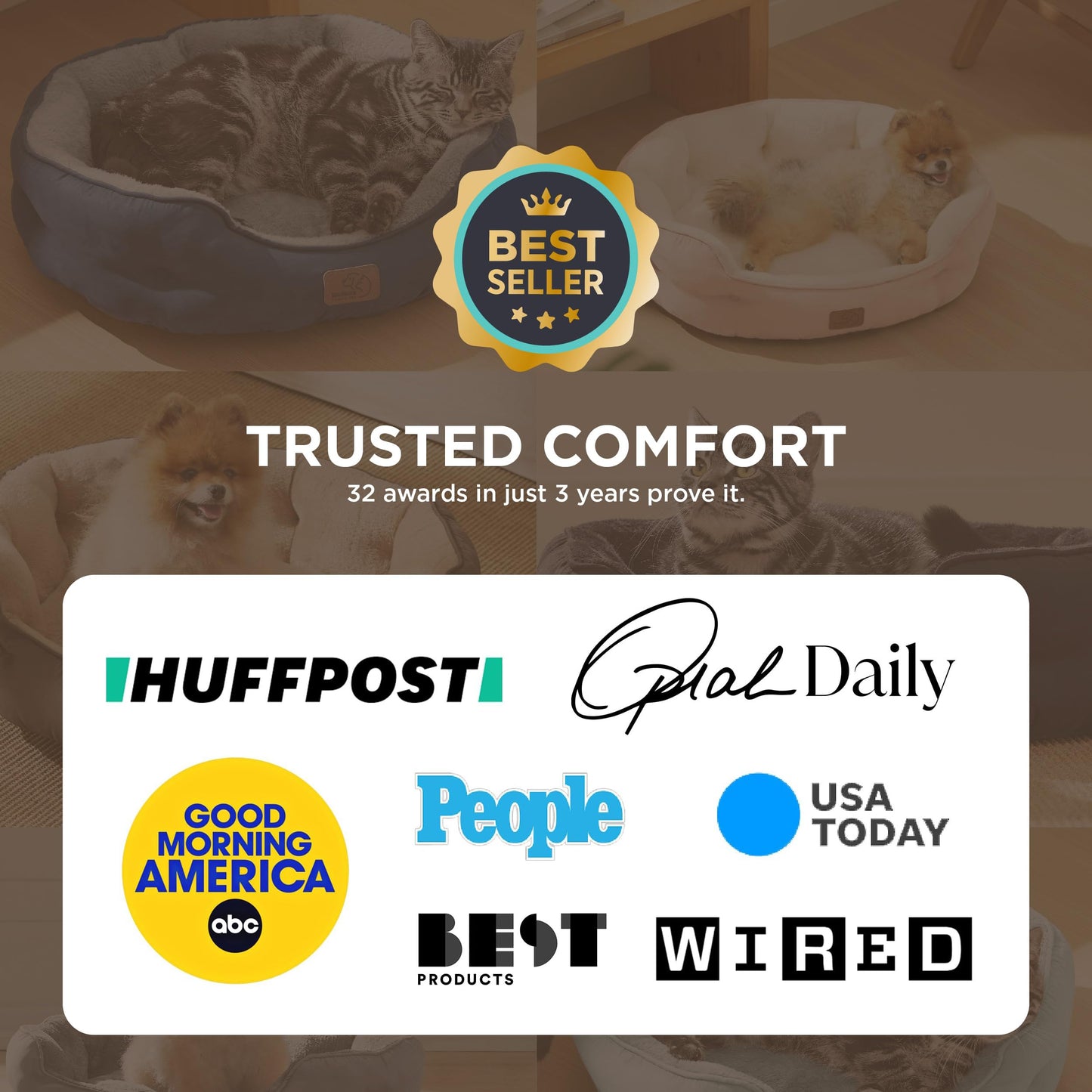 Bedsure Dog Beds for Small Dogs - Round Cat Beds for Indoor Cats, Washable Pet Bed for Puppy and Kitten with Slip-Resistant Bottom, 20 Inches, Camel