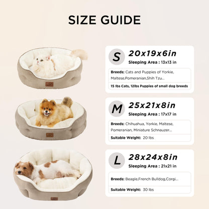 Bedsure Dog Beds for Small Dogs - Round Cat Beds for Indoor Cats, Washable Pet Bed for Puppy and Kitten with Slip-Resistant Bottom, 20 Inches, Camel